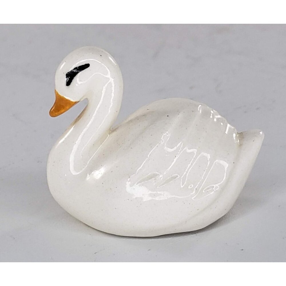 Swan Miniature Figurine Porcelain